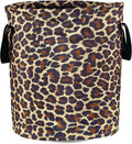 Brown Leopard Laundry Basket Foldable Oxford Cloth Funny Tote Bag Laundry by NUTAINLA
