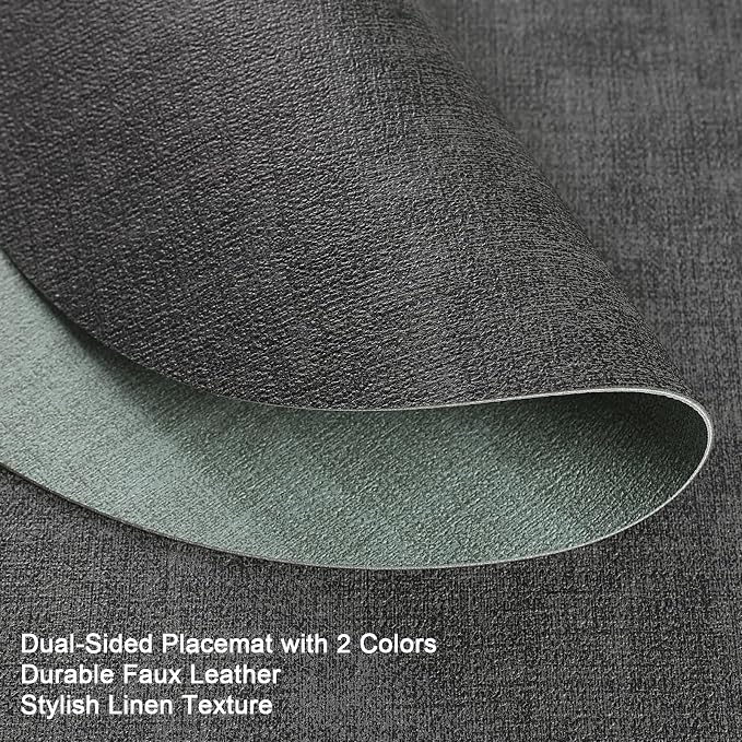 Placemats and Coasters, Washable Reversible Placemats Round Faux Leather - Image 2
