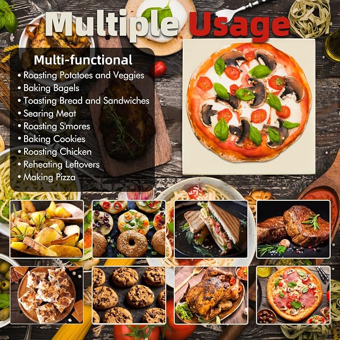 16" Square Pizza Stone, Heavy Duty Cordierite Pizza Pan - Image 6