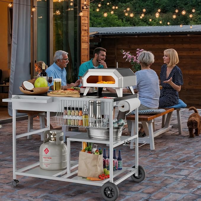 Vongrasig Pizza Oven Cart with Topping Station, Outdoor Grill Table Kitchen - Image 8