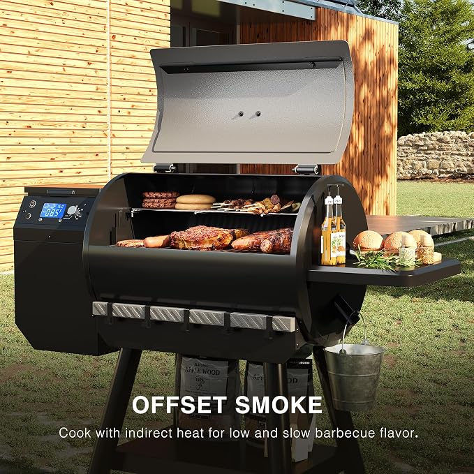 LCD Control Wood Pellet Smoker Grill, 456 SQ. IN Cook Area, Pellet Grill - Image 6