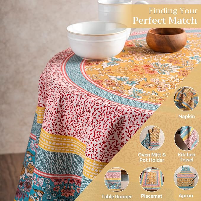 Maison d' Hermine Table Cloth Round Table 100% Cotton 63 Inches Tablecloth - Image 5