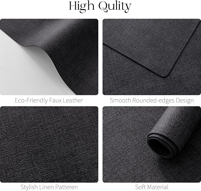 MOSAYT Faux Leather Placemats Set of 6, Heat Resistant Wipeable Washable Vinyl - Image 5