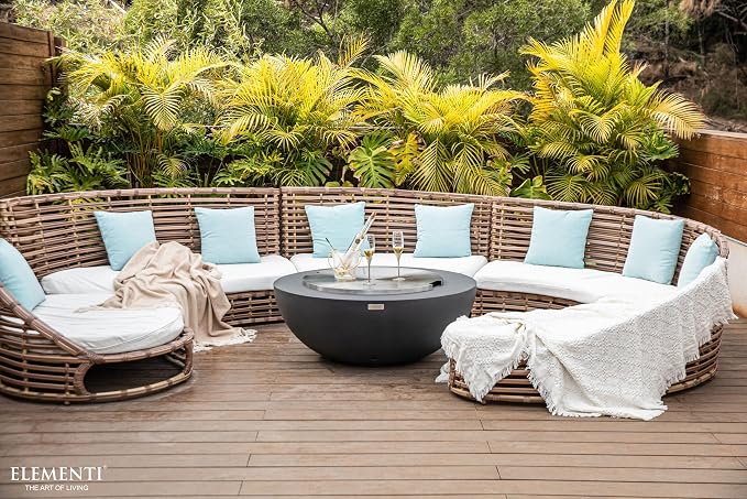 Elementi | Bundle Lunar Gas Fire Pit Cast Concrete 42" Round Fire Table - Image 7