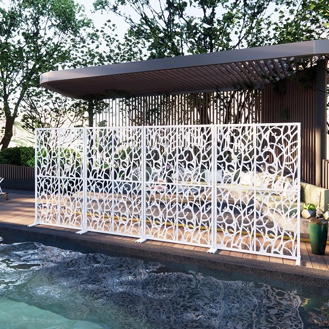 Metal Privacy Screen Room Divider 72" H x 45.3" W, Free Standing Decorative - Image 5