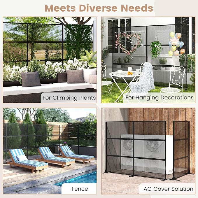 Giantex Metal Privacy Screen 72''H x 48''W, Powder-Coated Decorative Outdoor - Image 6