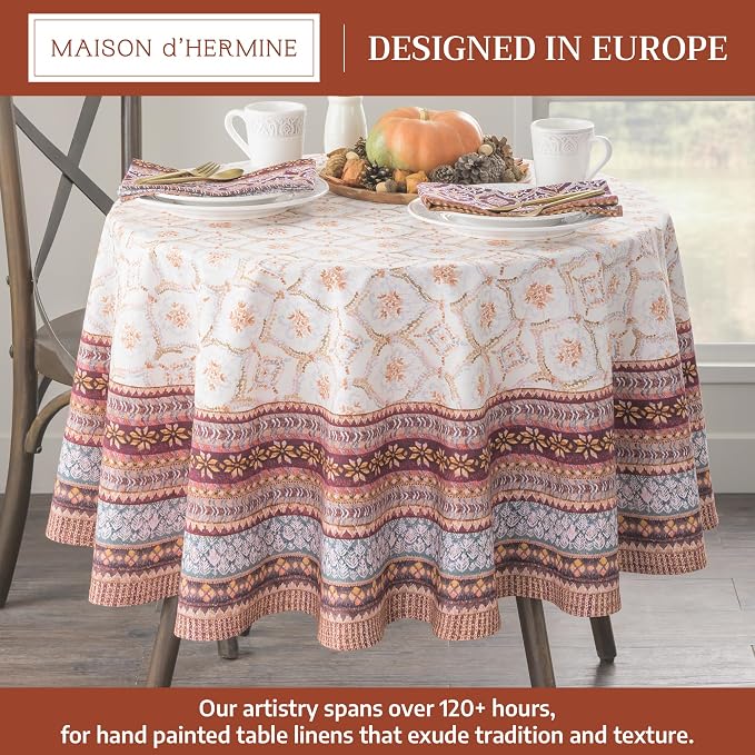 Maison d' Hermine Table Cloth Round Table 100% Cotton 63 Inches Fall Tablecloth - Image 2