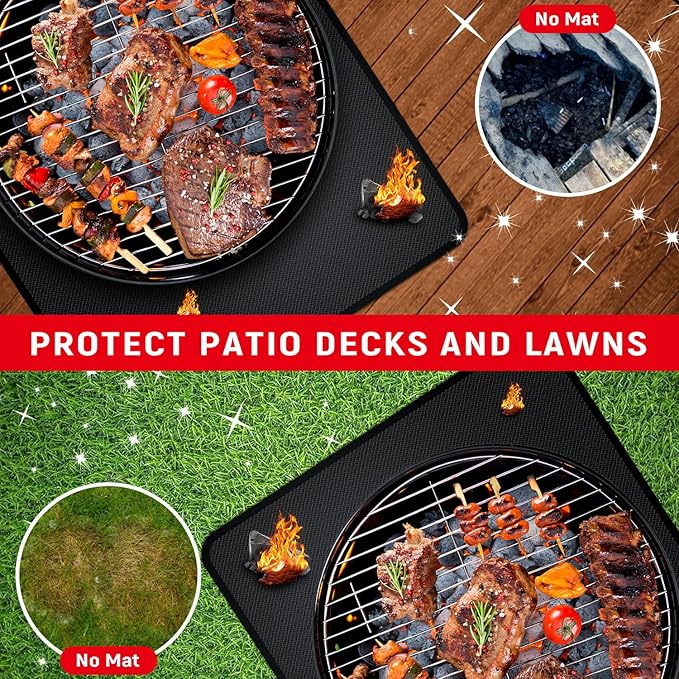 Grill Pads Floor Mat, 90x48 Inch Fiberglass Heat-Resistant Under Grill