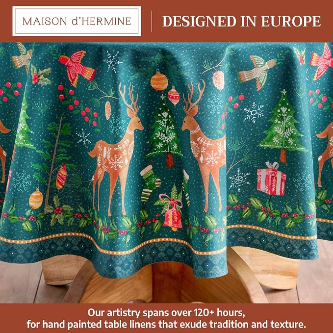 Maison d' Hermine Table Cloth Round Table 100% Cotton 69 Inches Fall Tablecloth - Image 2