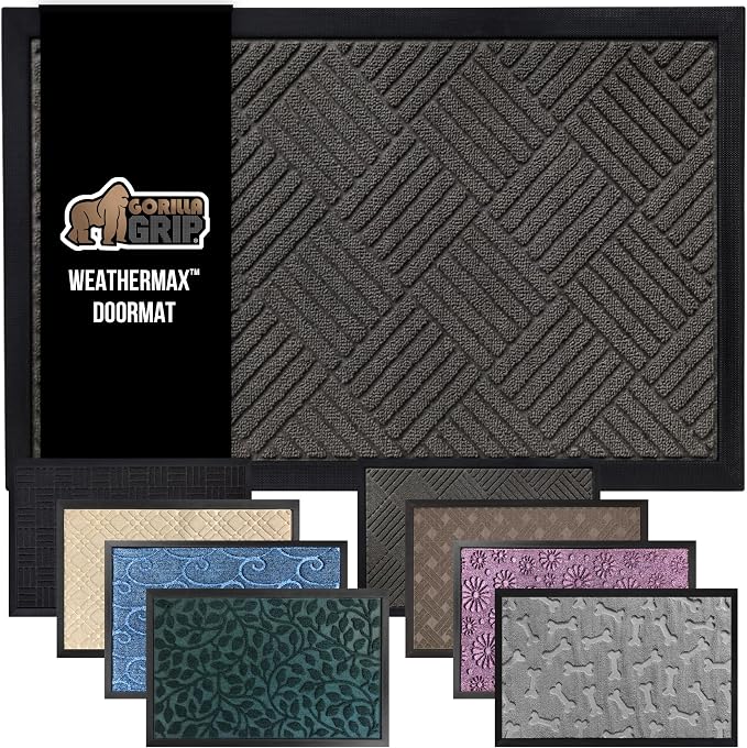 GORILLA GRIP 100% Waterproof All-Season WeatherMax Doormat 35x23, US Designed by GorillaGrip