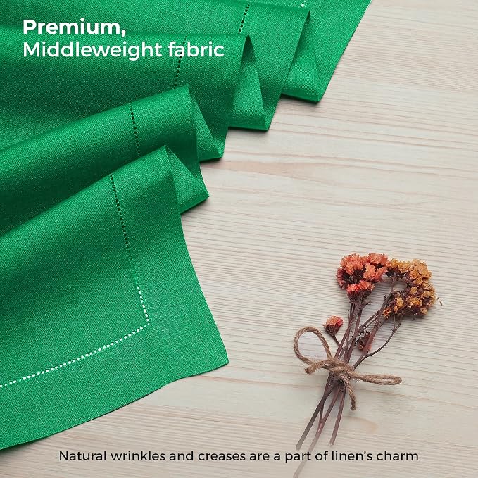 D'Moksha Homes Linen Kelly Green Table Runner 48 Inches - Image 3