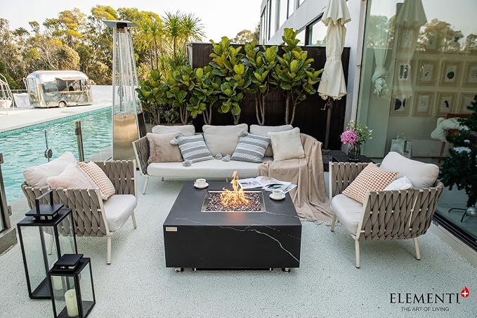 Elementi+ | Bundle Sofia Gas Fire Pit | Marble Porcelain & Metal Frame | 40" - Image 5