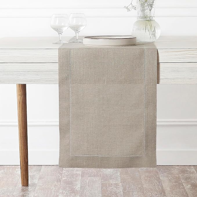 D'Moksha Homes Linen Natural Table Runner 90 Inches Long by DMokshaHomes