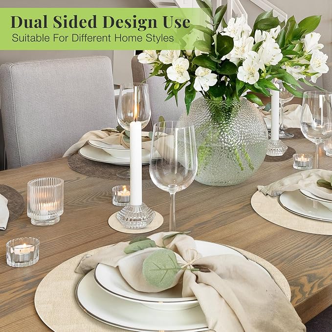 13-Inch Faux Leather Round Placemats Set of 12, Waterproof Anti-Slip Dual Sided - Image 6