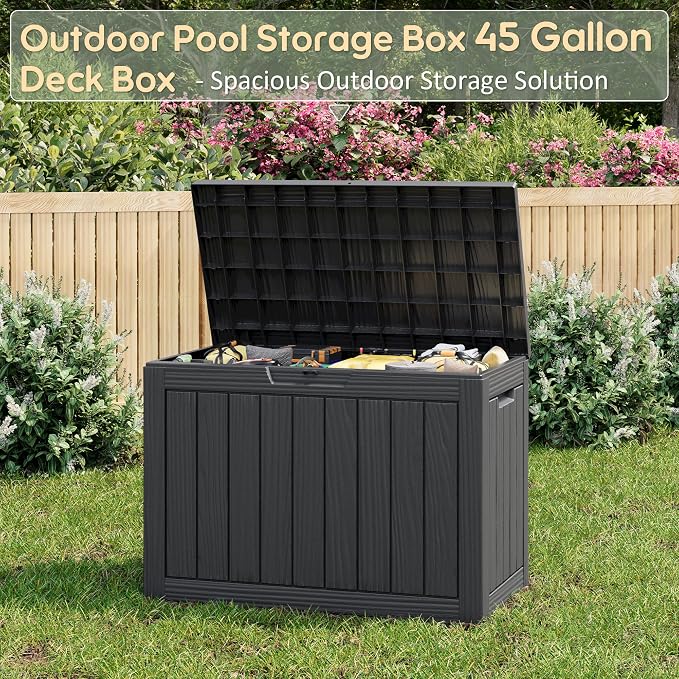 KAMABOKO 45 Gallon Outdoor Storage Box, All-Weather Deck Box - Image 3