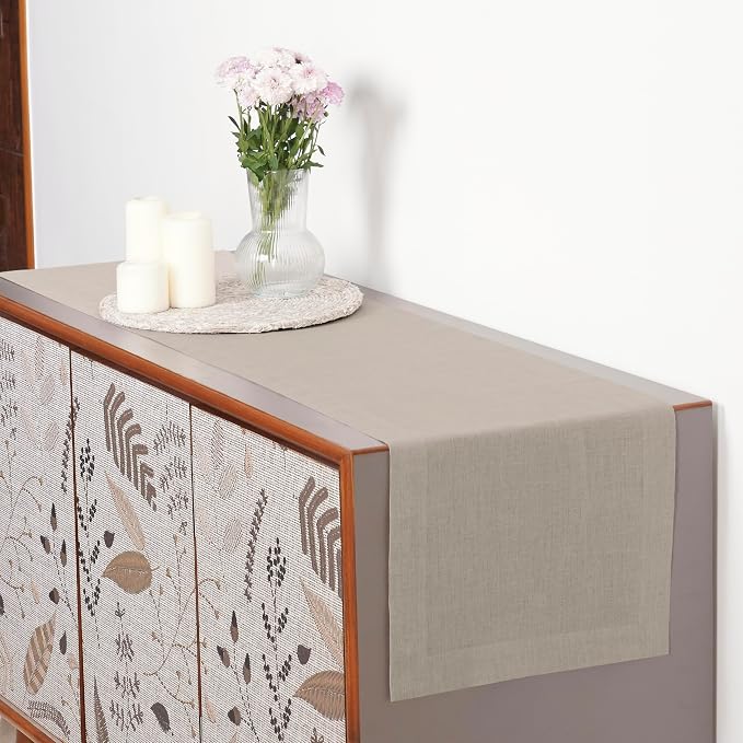 D'Moksha Homes Linen Natural Table Runner 60 Inches - Image 3