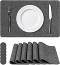 Vinyl Placemats Set of 6, Faux Leather Waterproof and Heat Resistant Place Mats by NCUE