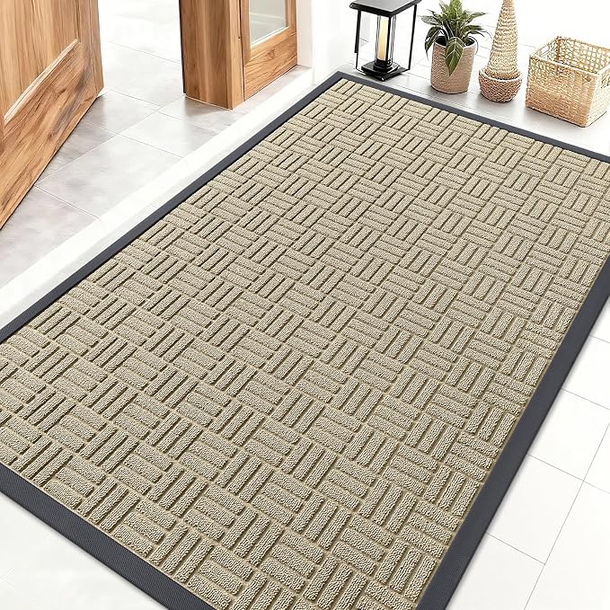 OLANLY Front Door Mat Outside Entrance 47x32, Heavy Duty Sturdy Natural Rubber by OLANLY