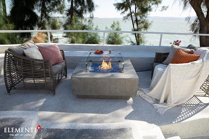 Elementi+ | Victoria Gas Fire Pit Cast Concrete 40" Square Fire Table, Outdoor - Image 8