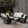 LayinSun 9 Pieces Outdoor Patio Furniture Set, Rattan Wicker Sectional Swivel by LayinSun