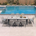 PURPLE LEAF 9 Pieces Patio Dining Set Aluminum Rectangular Table and Wicker by PURPLELEAF