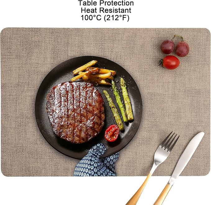 Myir JUN Placemats Dual Sided, Faux Leather Place Mats Set of 6 Indoor Placemat - Image 5