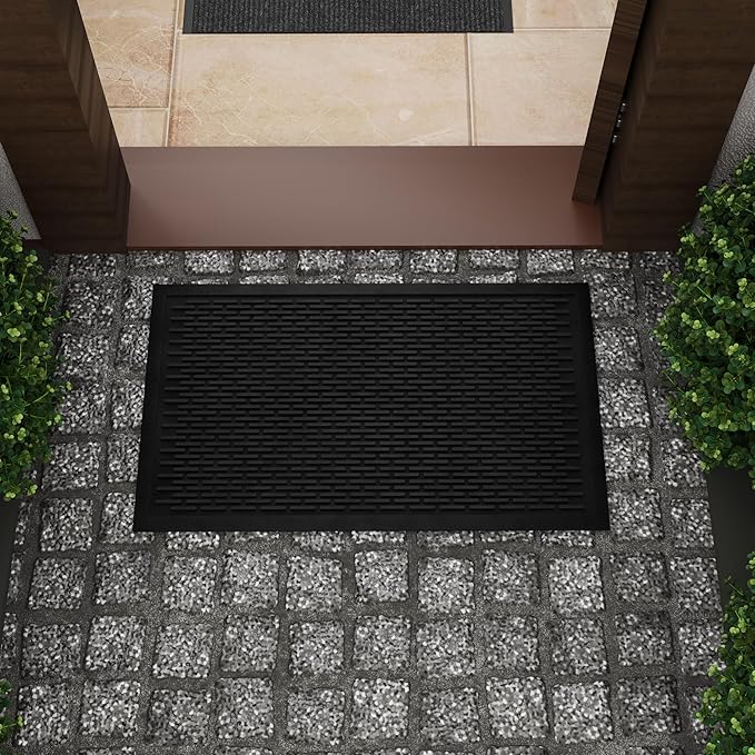 Ottomanson Heavy Duty Rubber Floor Mat – Non-Slip, Waterproof, or Patio – Stain by Ottomanson