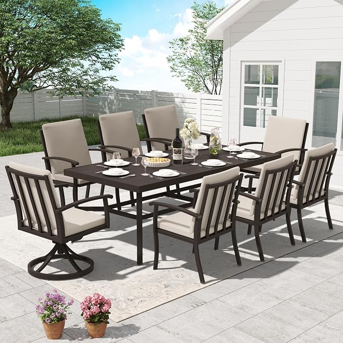 HAPPATIO Aluminum 9 Piece Patio Dining Sets, Outdoor Dining Set - Image 2