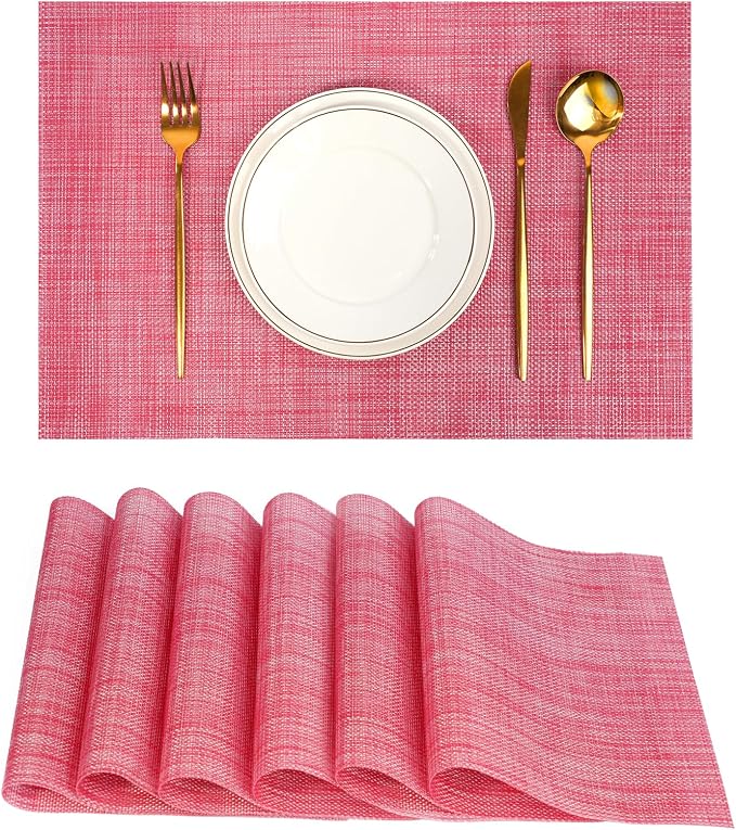 Placemats Set of 6，Christmas Decoration Non-Slip PVC Weave Table Mats Easy to by flohar