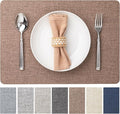 Faux Leather Placemats Set of 12 Vinyl Washable Wipeable Table Mats by BAROYAL