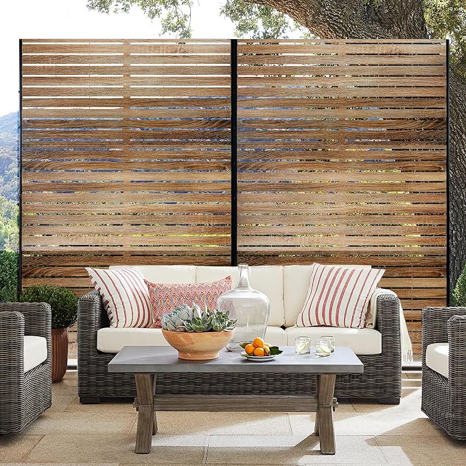 Metal Privacy Screen Outdoor 72" H×47" W, Freestanding Decorative Privacy Screen - Image 2