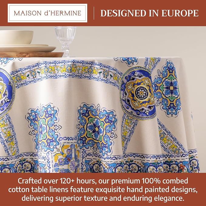 Maison d'Hermine Premium Table Cloth Round Table 100% Cotton 70 Inches - Image 3