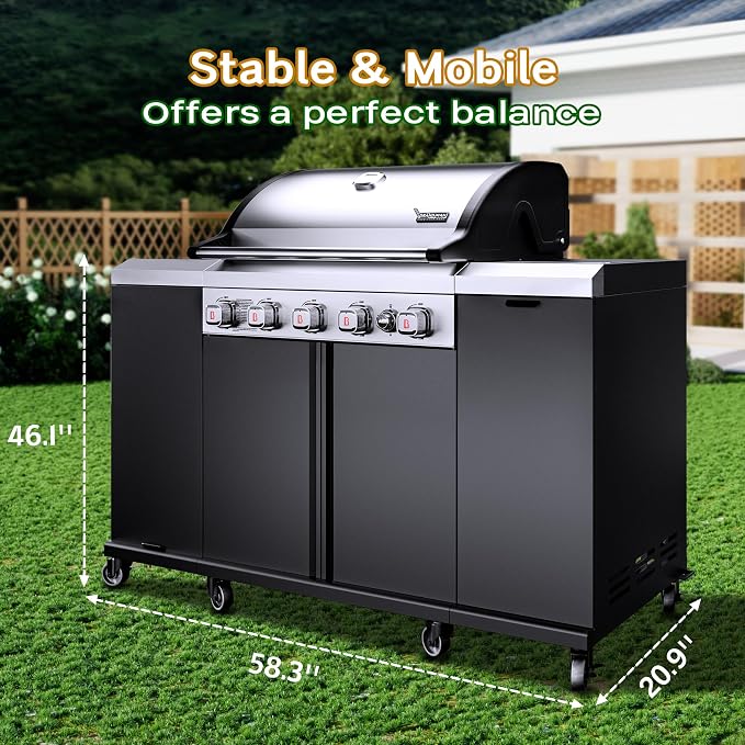 Brand-Man Propane Gas Grill Island Outdoor Kitchen & Storage Cabinets, 52000 - Image 7