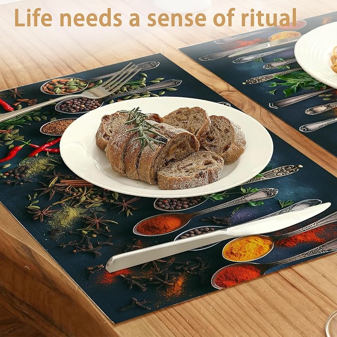 Various Herbs Placemats Set of 6, Spices - Image 2