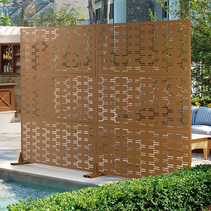 Metal Privacy Screen Outdoor 72" H×47" W, Freestanding Decorative Privacy Screen - Image 5