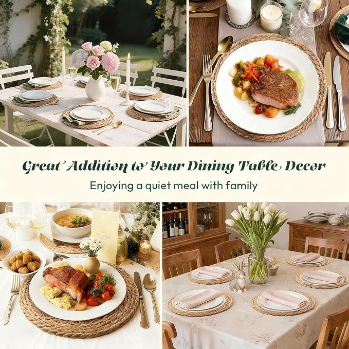 Round Woven Placemats 12 inch Set of 6 - Image 4