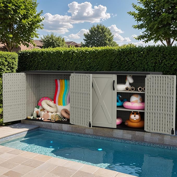 Greesum Outdoor Storage Cabinet, 25 Cu.Ft Deck Box Without Shelves, Waterproof - Image 3