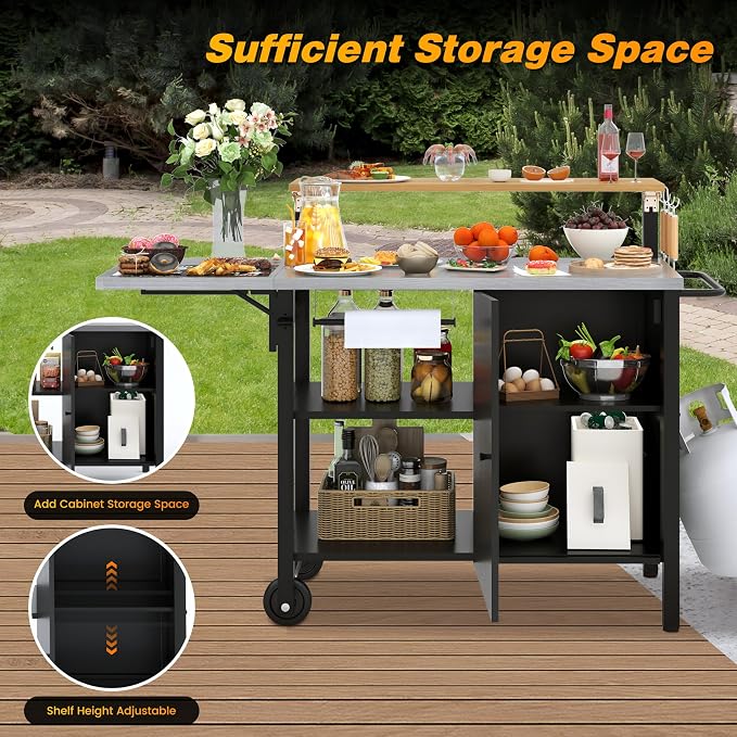 Multi-Layer Outdoor Grill Table Bar Grill Cart - Image 4