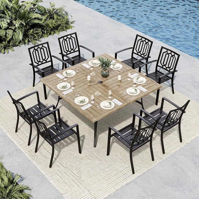 MFSTUDIO Patio Dining Set for 8, Patio Table and Chairs Set by MFSTUDIO
