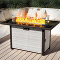Propane Outdoor Fire Pit Table, Outdoor Gas FirePit W/Glass Wind Guard by Olimix