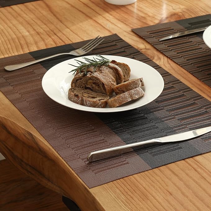Leetaltree Brown with Black Striped Placemats Set of 8 - Image 8