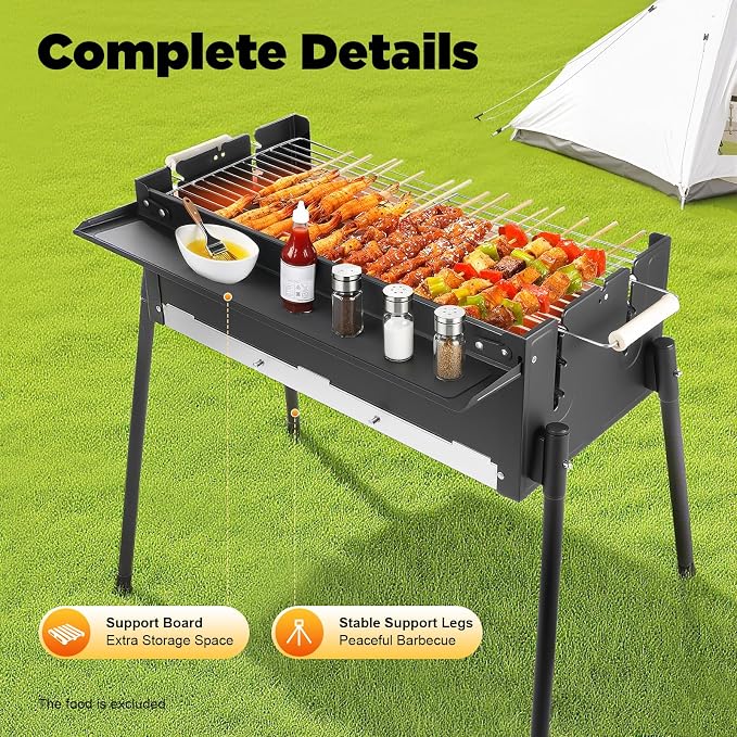 Foldable Charcoal Grills, Hibachi BBQ Portable charcoal grill, Height - Image 5