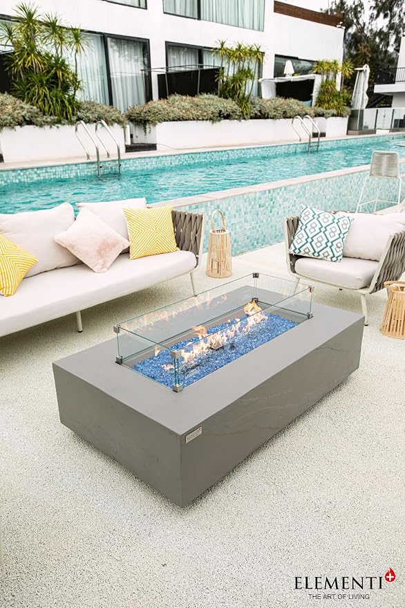 Elementi+ | Bundle Meteora Gas Fire Pit Cast Concrete 56" Rectangular Fire Table - Image 4