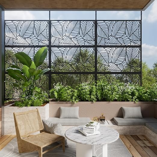 Casaphoria 72" H x 47" W Metal Outdoor Privacy Screen, Freestanding Decorative - Image 2