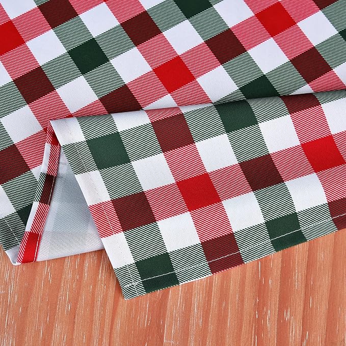 Red Waterproof Plaid Christmas Tablecloth Fabric - Image 8