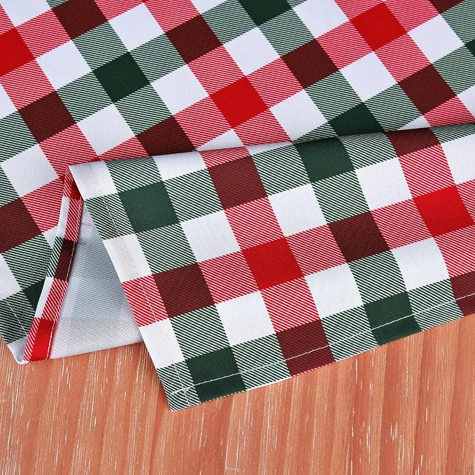 Red Gingham Christmas Plaid Tablecloth - Image 7