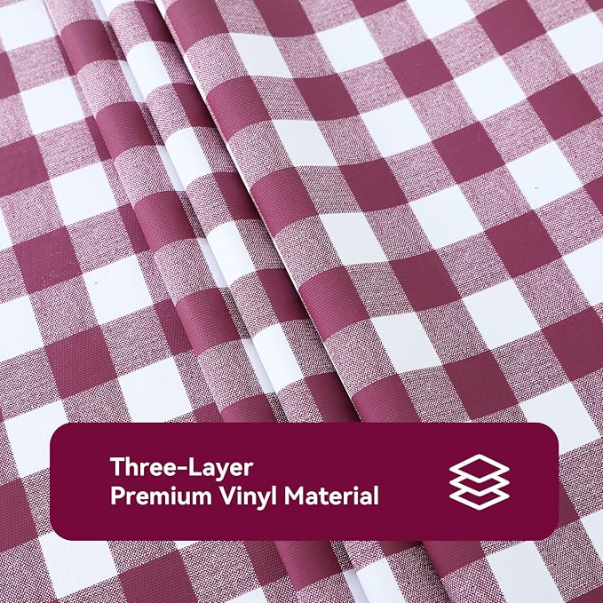Romanstile Square Vinyl Tablecloth, 100% Waterproof Buffalo Gingham Plastic - Image 6