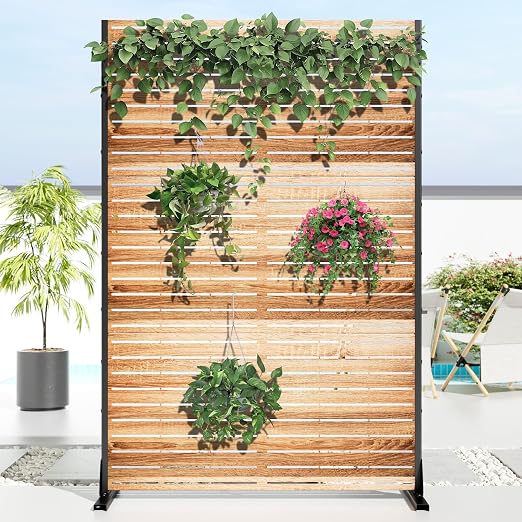 Casaphoria 72" H x 47" W Metal Privacy Screen, Freestanding Outdoor Screen - Image 2