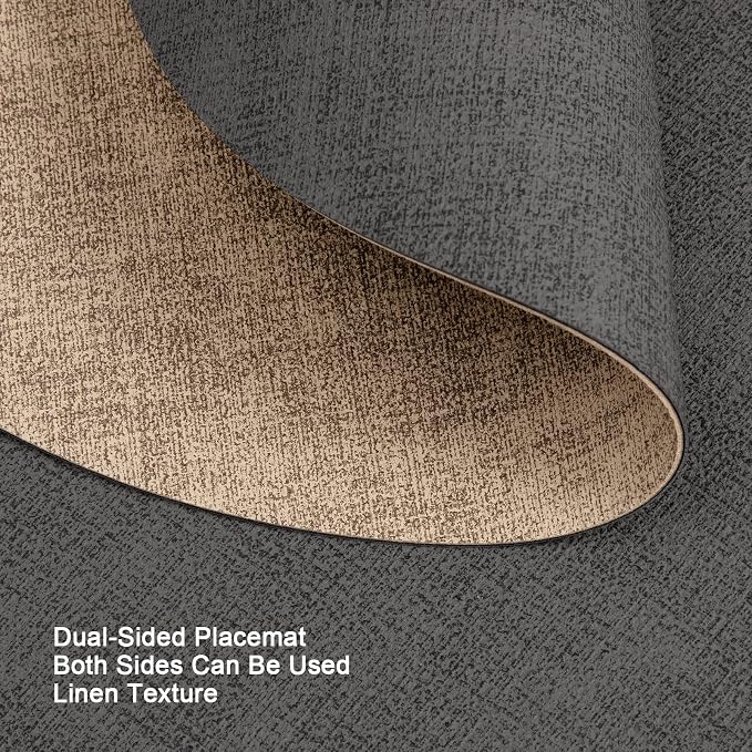 Myir JUN Round Placemats Dual Sided, Faux Leather Place Mats Set of 6 Indoor - Image 4