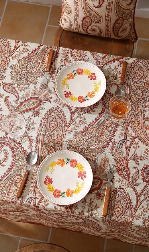ISAENNE Designer French Red Long Tablecloth Rectangle, Linen Table Cloth - Image 4